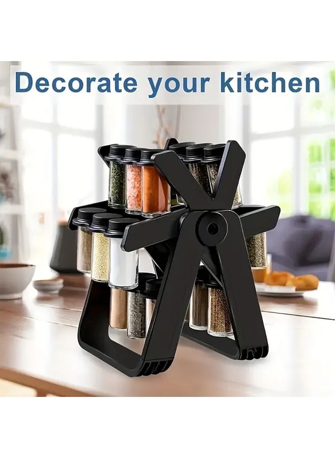 18 Spice Jars With Rotating Rack Organized Moisture Resistant Kitchen Storage - Image 5